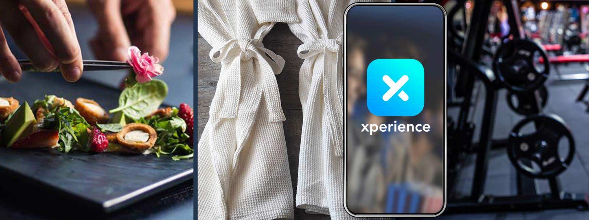 a phone screen with an xperience app logo on it