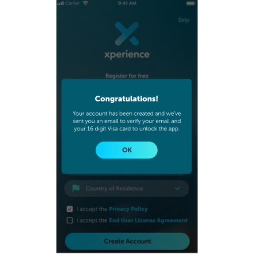 A screenshot of the Entertainer Xperience app - login success